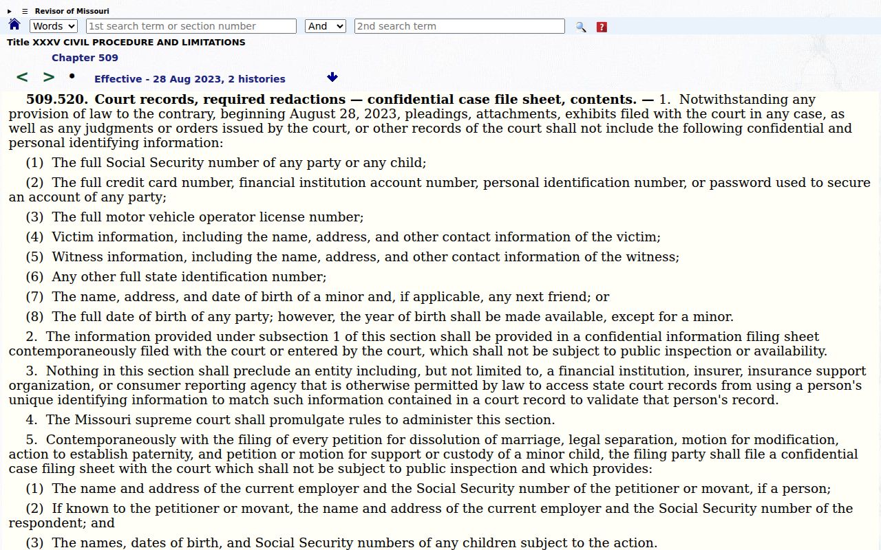 Andrew County court records redaction and public filing access