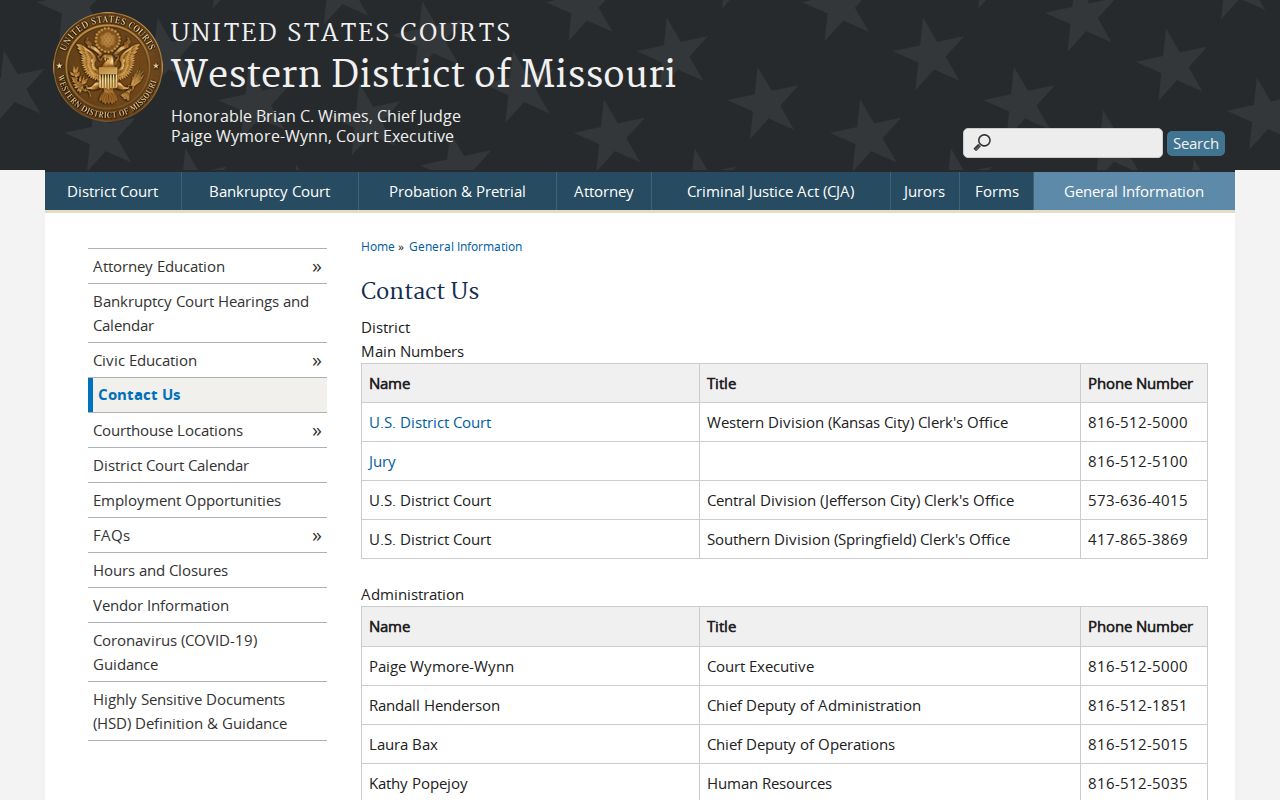 Andrew County court docket federal court contact information