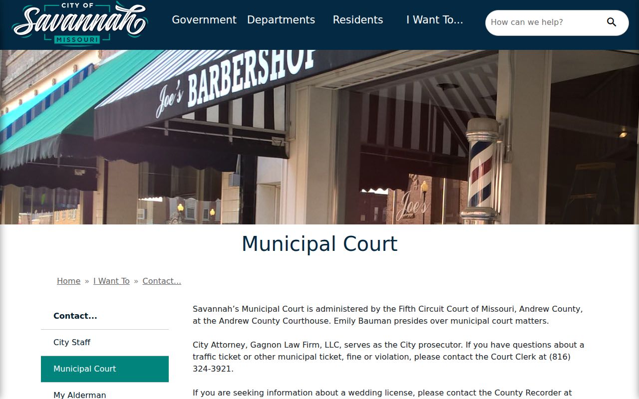 Andrew County traffic court records route for Savannah Municipal Court